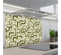 KitchenYeah© Credence Cuisine Adhesive 55x80 cm Protege Mur Revetement Mural Adhesif Parement Interieur À Coller Plaque Plastique Rigide Moderne - Graphique - Vert