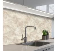 KitchenYeah© Credence Cuisine Adhesive 60x100 cm Protege Mur Revetement Mural Adhesif Parement Interieur À Coller Plaque Plastique Rigide Beige - Structure en relief - Pierre naturelle