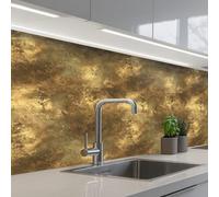KitchenYeah© Credence Cuisine Adhesive 60x150 cm Protege Mur Revetement Mural Adhesif Parement Interieur À Coller Plaque Plastique Rigide Antique - aspect métallique - Or