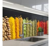 KitchenYeah© Credence Cuisine Adhesive 60x150 cm Protege Mur Revetement Mural Adhesif Parement Interieur À Coller Plaque Plastique Rigide Épices - Herbes - Bandes - Arc-En-Ciel