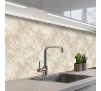 KitchenYeah© Credence Cuisine Adhesive 60x200 cm Protege Mur Revetement Mural Adhesif Parement Interieur À Coller Plaque Plastique Rigide Beige - Structure en relief - Pierre naturelle