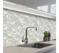 KitchenYeah© Credence Cuisine Adhesive 60x200 cm Protege Mur Revetement Mural Adhesif Parement Interieur À Coller Plaque Plastique Rigide Perle brillante - Blanc - Coquille