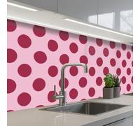 KitchenYeah© Credence Cuisine Adhesive 60x200 cm Protege Mur Revetement Mural Adhesif Parement Interieur À Coller Plaque Plastique Rigide Pois - Motif - Bordeaux