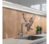 KitchenYeah© Credence Cuisine Adhesive 60x250 cm Protege Mur Revetement Mural Adhesif Parement Interieur À Coller Plaque Plastique Rigide Buse - Rapace - Nature - Marron
