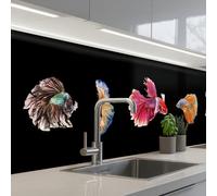KitchenYeah© Credence Cuisine Adhesive 60x250 cm Protege Mur Revetement Mural Adhesif Parement Interieur À Coller Plaque Plastique Rigide Poissons - Coloré - Animaux