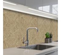 KitchenYeah© Credence Cuisine Adhesive 60x300 cm Protege Mur Revetement Mural Adhesif Parement Interieur À Coller Plaque Plastique Rigide Beige - Marbre - Veines blanches