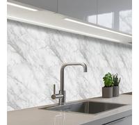 KitchenYeah© Credence Cuisine Adhesive 60x300 cm Protege Mur Revetement Mural Adhesif Parement Interieur À Coller Plaque Plastique Rigide Classique - Marbre - Gris