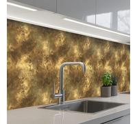KitchenYeah© Credence Cuisine Adhesive 60x300 cm Protege Mur Revetement Mural Adhesif Parement Interieur À Coller Plaque Plastique Rigide Antique - aspect métallique - Or