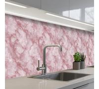 KitchenYeah© Credence Cuisine Adhesive 60x300 cm Protege Mur Revetement Mural Adhesif Parement Interieur À Coller Plaque Plastique Rigide Rose - Marbre de quartz - Veines
