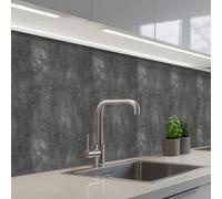KitchenYeah© Credence Cuisine Adhesive 60x300 cm Protege Mur Revetement Mural Adhesif Parement Interieur À Coller Plaque Plastique Rigide Gris foncé - Brut - Béton