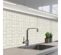 KitchenYeah© Credence Cuisine Adhesive 60x350 cm Protege Mur Revetement Mural Adhesif Parement Interieur À Coller Plaque Plastique Rigide Vannerie - Rayures - Beige