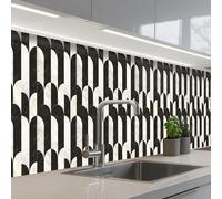 KitchenYeah© Credence Cuisine Adhesive 60x350 cm Protege Mur Revetement Mural Adhesif Parement Interieur À Coller Plaque Plastique Rigide Arches - Tuiles - Marbre - Noir - Blanc
