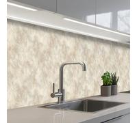 KitchenYeah© Credence Cuisine Adhesive 60x350 cm Protege Mur Revetement Mural Adhesif Parement Interieur À Coller Plaque Plastique Rigide Beige - Structure en relief - Pierre naturelle