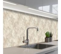 KitchenYeah© Credence Cuisine Adhesive 60x400 cm Protege Mur Revetement Mural Adhesif Parement Interieur À Coller Plaque Plastique Rigide Beige - Structure en relief - Pierre naturelle