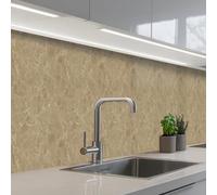 KitchenYeah© Credence Cuisine Adhesive 60x400 cm Protege Mur Revetement Mural Adhesif Parement Interieur À Coller Plaque Plastique Rigide Beige - Marbre - Veines blanches