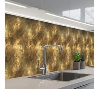 KitchenYeah© Credence Cuisine Adhesive 60x500 cm Protege Mur Revetement Mural Adhesif Parement Interieur À Coller Plaque Plastique Rigide Antique - aspect métallique - Or