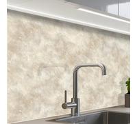 KitchenYeah© Credence Cuisine Adhesive 60x80 cm Protege Mur Revetement Mural Adhesif Parement Interieur À Coller Plaque Plastique Rigide Beige - Structure en relief - Pierre naturelle