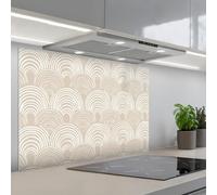 KitchenYeah© Credence Cuisine Adhesive 60x90 cm Protege Mur Revetement Mural Adhesif Parement Interieur À Coller Plaque Plastique Rigide Ondes - Texture - Beige