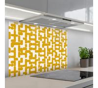 KitchenYeah© Credence Cuisine Adhesive 60x90 cm Protege Mur Revetement Mural Adhesif Parement Interieur À Coller Plaque Plastique Rigide Jaune - Beige - Motif