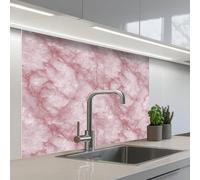 KitchenYeah© Credence Cuisine Adhesive 80x100 cm Protege Mur Revetement Mural Adhesif Parement Interieur À Coller Plaque Plastique Rigide Rose - Marbre de quartz - Veines