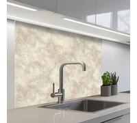 KitchenYeah© Credence Cuisine Adhesive 80x100 cm Protege Mur Revetement Mural Adhesif Parement Interieur À Coller Plaque Plastique Rigide Beige - Structure en relief - Pierre naturelle