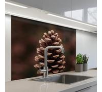 KitchenYeah© Credence Cuisine Adhesive 80x100 cm Protege Mur Revetement Mural Adhesif Parement Interieur À Coller Plaque Plastique Rigide Pomme pin - Forêt - Automne - Marron - Atmosphérique