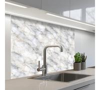 KitchenYeah© Credence Cuisine Adhesive 80x100 cm Protege Mur Revetement Mural Adhesif Parement Interieur À Coller Plaque Plastique Rigide Gris - Marbre - Détaillé