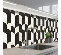 KitchenYeah© Credence Cuisine Adhesive 80x150 cm Protege Mur Revetement Mural Adhesif Parement Interieur À Coller Plaque Plastique Rigide Arches - Tuiles - Marbre - Noir - Blanc