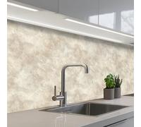 KitchenYeah© Credence Cuisine Adhesive 80x150 cm Protege Mur Revetement Mural Adhesif Parement Interieur À Coller Plaque Plastique Rigide Beige - Structure en relief - Pierre naturelle