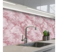 KitchenYeah© Credence Cuisine Adhesive 80x150 cm Protege Mur Revetement Mural Adhesif Parement Interieur À Coller Plaque Plastique Rigide Rose - Marbre de quartz - Veines