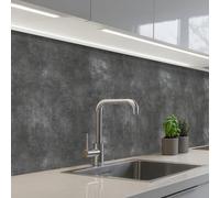 KitchenYeah© Credence Cuisine Adhesive 80x150 cm Protege Mur Revetement Mural Adhesif Parement Interieur À Coller Plaque Plastique Rigide Gris foncé - Brut - Béton