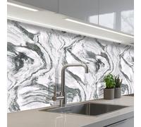 KitchenYeah© Credence Cuisine Adhesive 80x200 cm Protege Mur Revetement Mural Adhesif Parement Interieur À Coller Plaque Plastique Rigide Blanc - Marbre - Ondulé - Graphite
