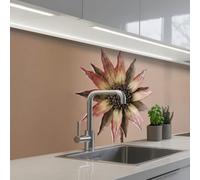 KitchenYeah© Credence Cuisine Adhesive 80x250 cm Protege Mur Revetement Mural Adhesif Parement Interieur À Coller Plaque Plastique Rigide Fleur sèche - Protea - Vintage - Beige - Rustique