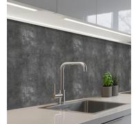 KitchenYeah© Credence Cuisine Adhesive 80x250 cm Protege Mur Revetement Mural Adhesif Parement Interieur À Coller Plaque Plastique Rigide Gris foncé - Brut - Béton