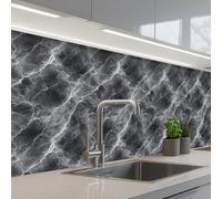 KitchenYeah© Credence Cuisine Adhesive 80x300 cm Protege Mur Revetement Mural Adhesif Parement Interieur À Coller Plaque Plastique Rigide Gris foncé - Eclair - Marbre