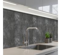 KitchenYeah© Credence Cuisine Adhesive 80x300 cm Protege Mur Revetement Mural Adhesif Parement Interieur À Coller Plaque Plastique Rigide Gris foncé - Brut - Béton