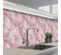 KitchenYeah© Credence Cuisine Adhesive 80x400 cm Protege Mur Revetement Mural Adhesif Parement Interieur À Coller Plaque Plastique Rigide Rose - Marbre de quartz - Veines