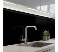 KitchenYeah© Credence Cuisine Adhesive 80x400 cm Protege Mur Revetement Mural Adhesif Parement Interieur À Coller Plaque Plastique Rigide Noir - Uni - Couleur
