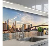 KitchenYeah© Credence Cuisine Adhesive 80x400 cm Protege Mur Revetement Mural Adhesif Parement Interieur À Coller Plaque Plastique Rigide Skyline - New York - Pont - Gratte-Ciel