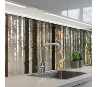 KitchenYeah© Credence Cuisine Adhesive 80x500 cm Protege Mur Revetement Mural Adhesif Parement Interieur À Coller Plaque Plastique Rigide Soleil - Branches - Arbres - Forêt - Nature