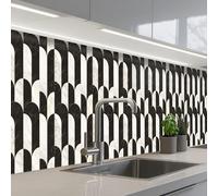 KitchenYeah© Credence Cuisine Adhesive 80x500 cm Protege Mur Revetement Mural Adhesif Parement Interieur À Coller Plaque Plastique Rigide Arches - Tuiles - Marbre - Noir - Blanc