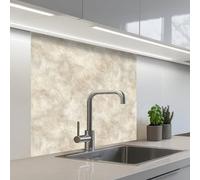 KitchenYeah© Credence Cuisine Adhesive 80x80 cm Protege Mur Revetement Mural Adhesif Parement Interieur À Coller Plaque Plastique Rigide Beige - Structure en relief - Pierre naturelle
