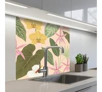 KitchenYeah© Credence Cuisine Adhesive 80x80 cm Protege Mur Revetement Mural Adhesif Parement Interieur À Coller Plaque Plastique Rigide Motif - Fleurs - Coloré