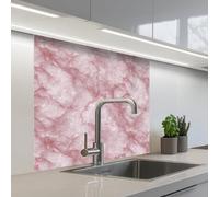 KitchenYeah© Credence Cuisine Adhesive 80x80 cm Protege Mur Revetement Mural Adhesif Parement Interieur À Coller Plaque Plastique Rigide Rose - Marbre de quartz - Veines
