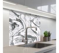 KitchenYeah© Credence Cuisine Adhesive 80x80 cm Protege Mur Revetement Mural Adhesif Parement Interieur À Coller Plaque Plastique Rigide Blanc - Marbre - Ondulé - Graphite