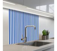 KitchenYeah© Credence Cuisine Adhesive 80x80 cm Protege Mur Revetement Mural Adhesif Parement Interieur À Coller Plaque Plastique Rigide Classique - Rayures - Bleu
