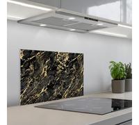 KitchenYeah© Credence Cuisine Sur Mesure 40x60 cm Plaque Adhesive Murale Panneau Decoratif Interieur Peel And Stick Mural Protection Mur Marbre - Noir - Structure Or