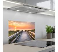 KitchenYeah© Credence Cuisine Sur Mesure 40x60 cm Plaque Adhesive Murale Panneau Decoratif Interieur Peel And Stick Mural Protection Mur Coucher de soleil - Mer - Chemin - Herbe - Dune - Oiseaux