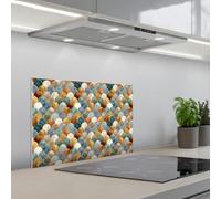 KitchenYeah© Credence Cuisine Sur Mesure 40x60 cm Plaque Adhesive Murale Panneau Decoratif Interieur Peel And Stick Mural Protection Mur Forme en écailles - Tons de terre - Métallique - Brillant