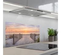 KitchenYeah© Credence Cuisine Sur Mesure 45x90 cm Plaque Adhesive Murale Panneau Decoratif Interieur Peel And Stick Mural Protection Mur Coucher de soleil - Plage - Sable